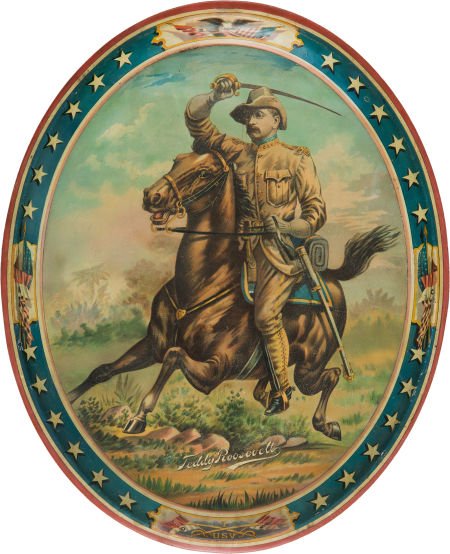 Theodore Roosevelt: Rough Rider Beer Tray. 13" x (1 of 2)