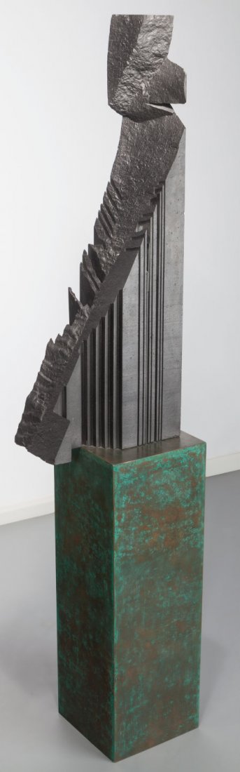 Xavier Corberó (Spanish, b. 1935) Diplomat Basal: Xavier Corberó (Spanish, b. 1935)DiplomatBasalt, oxidized copper44-1/4 inches h