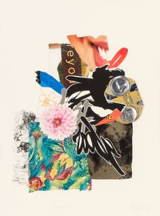 Shinique Smith (b. 1972) Double Dahlia, Red Rose: Shinique Smith (b. 1972)Double Dahlia, Red Rose, and Purple PansyÂ