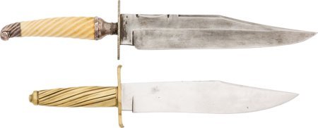 Lot of Two Bowie Knives Including a Samuel Wragg: Lot of Two Bowie Knives Including a Samuel Wragg English Bowie. Comprising: 1.) Large
