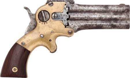 William W. Marston Three Barrel Pocket Derringer: William W. Marston Three Barrel Pocket Derringer. Serial no. 1945 [barrels, frame und