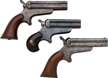 Lot of Three C. Sharps Four Barrel Derringers. : Lot of Three C. Sharps Four Barrel Derringers. Comprising: 1.) C. Sharps Four Barrel