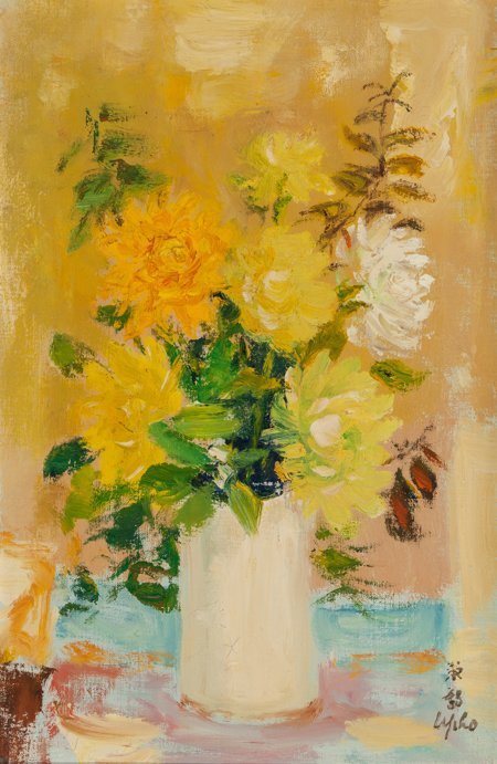 Le Pho (French/Vietnamese, 1907-2001) Le vase bl: Le Pho (French/Vietnamese, 1907-2001)Le vase blancOil on canvas17-1/2 x