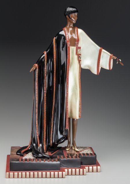 An Erté Cold Painted Bronze Sculpture: Michelle,: An Erté Cold Painted Bronze Sculpture: Michelle, ci