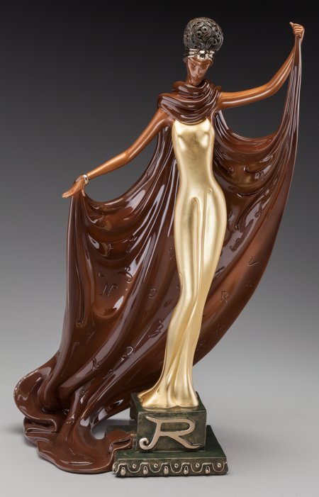 An Erté Cold Painted Bronze Sculpture: Knowledge: An Erté Cold Painted Bronze Sculpture: Knowledge, circa 1990Marks: (artist's cipher),