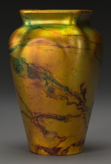 A Zsolnay Lustre Ceramic Marbled Vase,Pécs, Hung: A Zsolnay Lustre Ceramic Marbled Vase,Pécs, Hungary, circa 1900Marks: (applied five tower