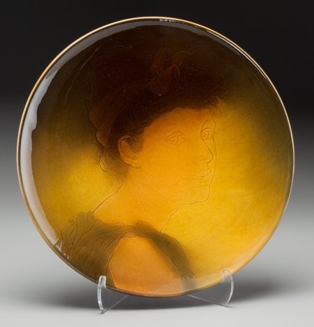 A Rookwood Standard Glaze Ceramic Plate by Anna: A Rookwood Standard Glaze Ceramic Plate by Anna Marie Valentien, Cincinnati, Ohio, circa