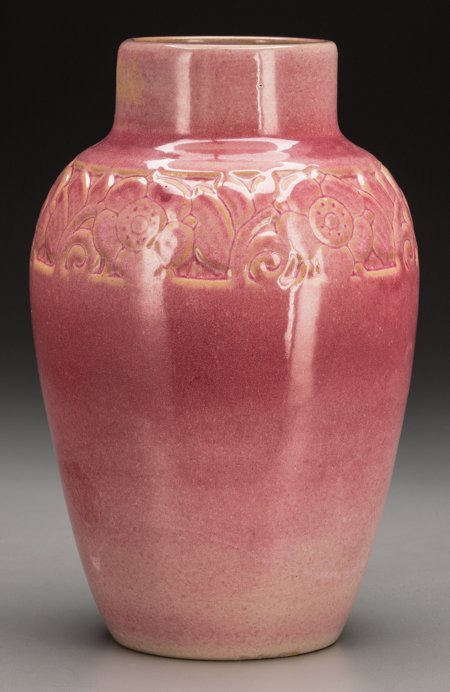 A North Dakota School of Mines Rose Glazed Potte: A North Dakota School of Mines Rose Glazed Pottery Vase, Made under Julia Edna Mattson, G