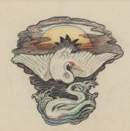 Elihu Vedder (American, 1836-1923) Design for Ch: Elihu Vedder (American, 1836-1923) Design for Chairback with Oriental Motifs, ci