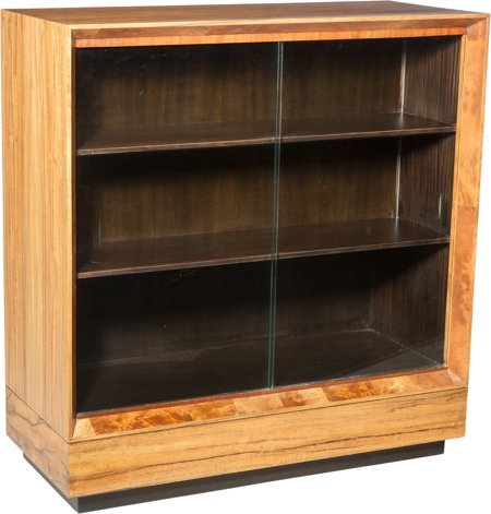 A Gilbert Rohde Paldao Wood and Glass Bookshelf: A Gilbert Rohde Paldao Wood and Glass Bookshelf for Herman