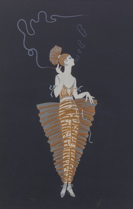 Erté (Romain de Tirtoff) (Russian/French, 1892-1: Erté (Romain de Tirtoff) (Russian/French, 1892-1990)ContessaEmbossed screen