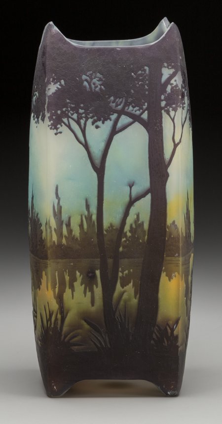 A Daum Overlay Glass Landscape Vase, Nancy, Fran: A Daum Overlay Glass Landscape Vase, Nancy, France, circa 1900 Marks: Daum, Nancy</