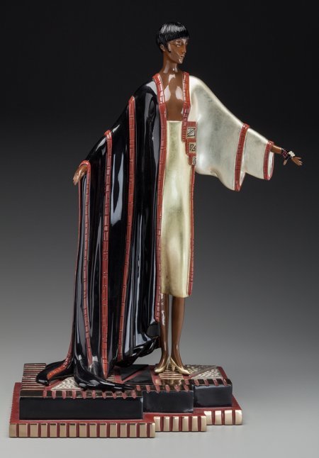 An Erté Cold Painted Bronze Sculpture: Michelle,: An Erté Cold Painted Bronze Sculpture: Michelle, ci