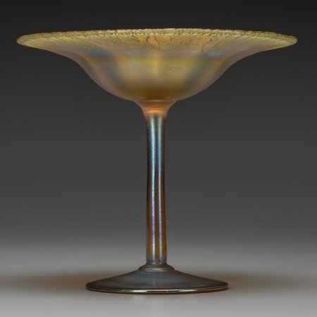 A Tiffany Studios Gold Favrile Glass Compote, Co: A Tiffany Studios Gold Favrile Glass Compote, Corona, New York, circa 1900 Marks: L.C.T.