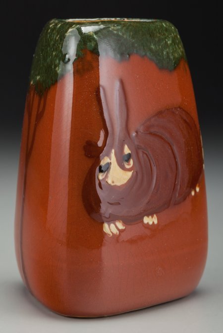 A Weller Jap Birdimal Faience Rabbit Cabinet Vas: A Weller Jap Birdimal Faience Rabbit&nbs