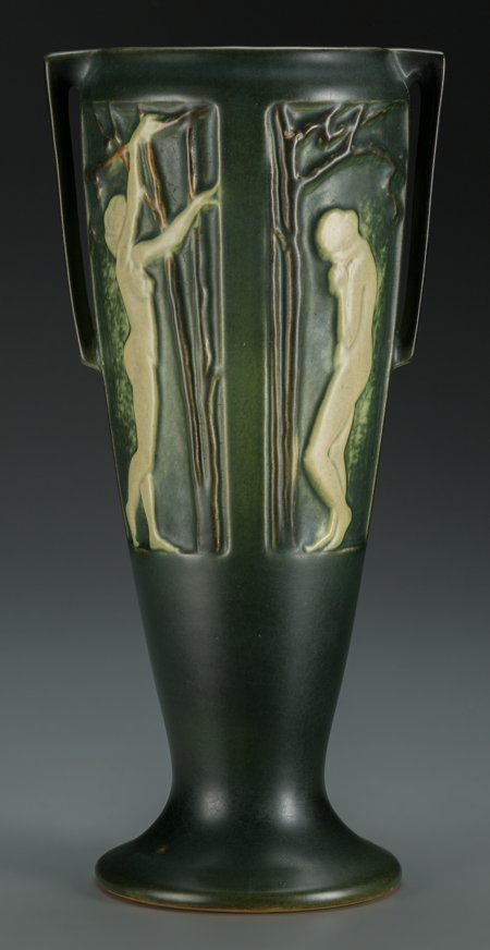 An Early Roseville Pottery Rosecraft Art Deco Ce: An Early Roseville Pottery Rosecraft Art Deco Ceramic Panel