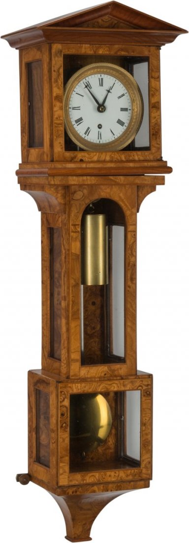 A Diminutive Biedermeier-Style Wall Clock, 20th: A Diminutive Biedermeier-Style Wall Clock, 20th century 19 inches high (48.3 cm)