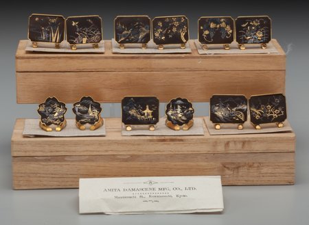 A Set of Twelve Japanese Damascene Ware Napkin R: A Set of Twelve Japanese Damascene Ware Napkin Rings, 20th century 1 inch high (2.5 cm