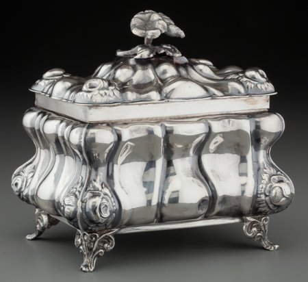 An Israeli Silver and Partial Gilt Etrog Box, la: An Israeli Silver and Partial Gilt Etrog Box, late 20th century Marks: STERLING 925