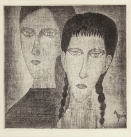 Yozo Hamaguchi (Japanese, 1909-2000) Gypsies, 19: Yozo Hamaguchi (Japanese, 1909-2000)Gypsies, 1954Mezzotint on wove paper