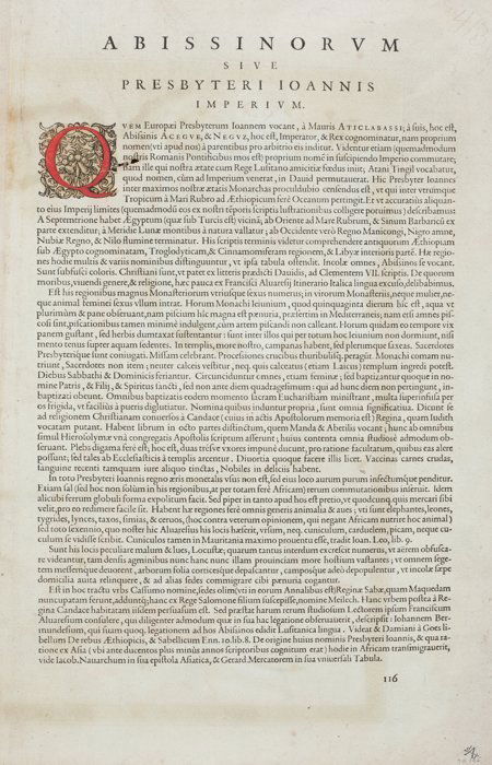 Abraham Ortelius (Dutch, 1527-1598) Presbiteri J: Abraham Ortelius (Dutch, 1527-1598)Presbiteri Johannis, sive, Abissionorum Imperii Desc