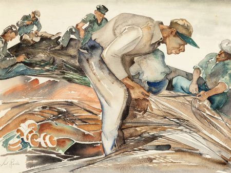 Saul Raskin (American, 1878-1966) Men at Work Wa: Saul Raskin (American, 1878-1966)Men at WorkWatercolor and pencil on paper<