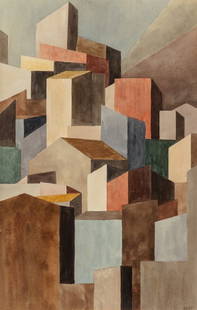 Richard Harold Redvers Taylor (American, 1900-19: Richard Harold Redvers Taylor (American, 1900-1975)Geometric CityscapeWater