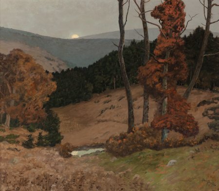 Ben Foster (American, 1852-1926) Autumn Moonrise: Ben Foster (American, 1852-1926)Autumn MoonriseOil on canvas42 x 48-1/4