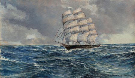 Frank Vining Smith (American, 1879-1967) Full Sa: Frank Vining Smith (American, 1879-1967)Full SailOil on canvas15 x 25 i