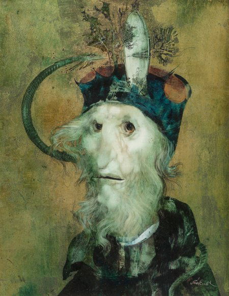 Endre Szasz (Hungarian, 20th Century) Untitled M: Endre Szasz (Hungarian, 20th Century)UntitledMixed media on paper laid on m