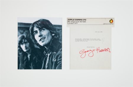 Beatles - George Harrison Typed Document Signed: Beatles - George Harrison Typed Document Signed on Apple Corps Ltd Letterhead (UK, July 12, 1968).