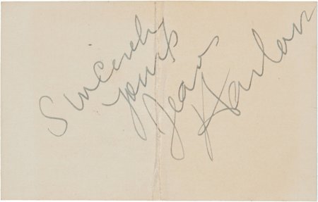 A Jean Harlow Autograph, Circa 1930s. On a small (1 of 2)