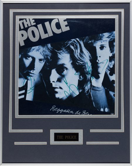 Police Signed Regatta de Blanc Album Cover in Fr: Police Signed Regatta de Blanc Album Cover in Framed Displa