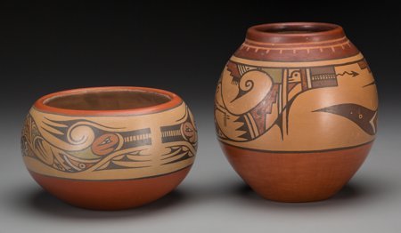 Two Santa Clara Polychrome Jars Lela and Van Gut (1 of 2)