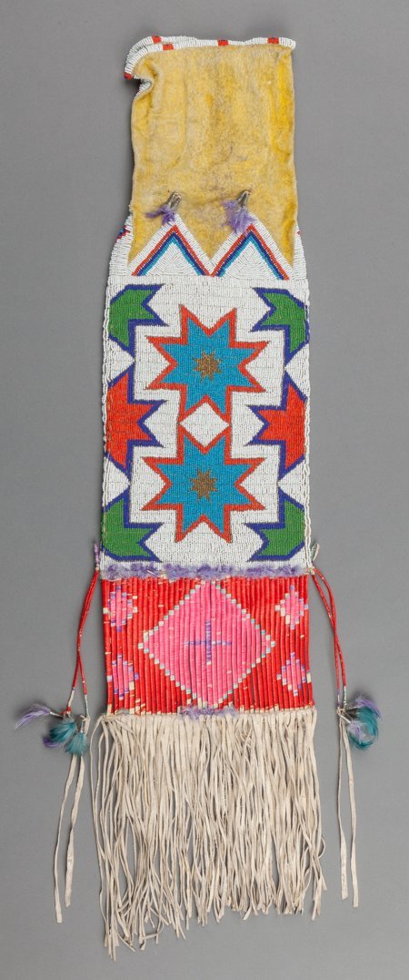 A Sioux Beaded Hide Tobacco Bag c. 1910   hide, (1 of 2)