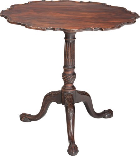 A George III-Style Stained Walnut Tilt-Top Tea T: A George III-Style Stained Walnut Tilt-Top Tea Table, late 19th century28-1/2 h x 31