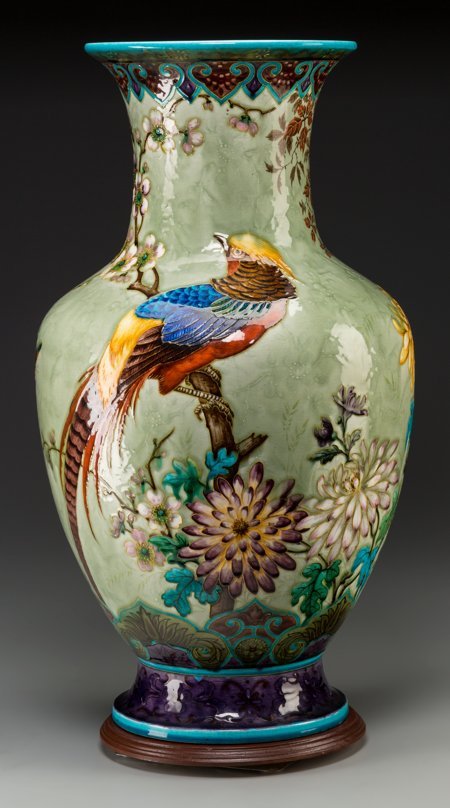 A Monumental Theodore Deck Grand Vase with Chino: A Monumental Theodore Deck Grand Vase with Chinoiserie Motif, Paris, France, circa 1880Mar