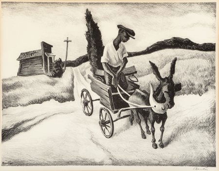 Thomas Hart Benton (American, 1889-1975) Lonesom: Thomas Hart Benton (American, 1889-1975)Lonesome Road, 1938Lithograph9-5/8 x 12
