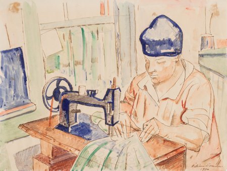 William Sommer (American, 1867-1949) Mrs. Sommer: William Sommer (American, 1867-1949)Mrs. Sommer Sewing, 1936Watercolor