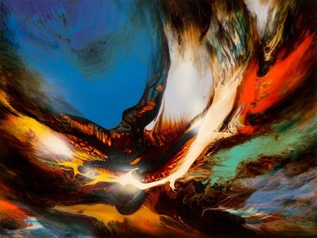 Leonardo M. Nierman (American/Mexican, b. 1932) : Leonardo M. Nierman (American/Mexican, b. 1932) Biblical Fire Acrylic on maso