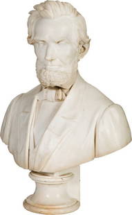 Abraham Lincoln: Circa 1865 Life-Size Marble Bus: Abraham Lincoln: Circa 1865 Life-Size Marble Bust by Pio Fedi. Marble bust of Lincoln mou