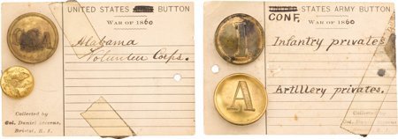 Confederate Uniform Buttons: Four Examples. Grou (1 of 1)