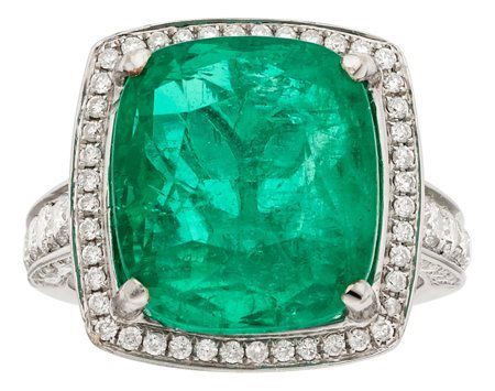 Colombian Emerald, Diamond, White Gold Ring  The (1 of 4)