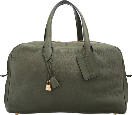Hermes Vert Olive Clemence Leather Victoria Bag (1 of 4)