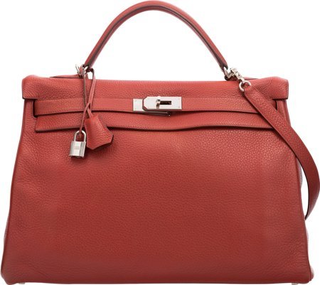 Hermes 40cm Rouge Venetian Clemence Leather Reto (1 of 5)