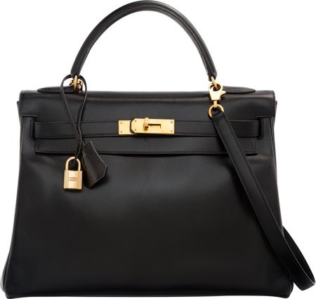 Hermes 32cm Black Calf Box Leather Retourne Kell (1 of 5)