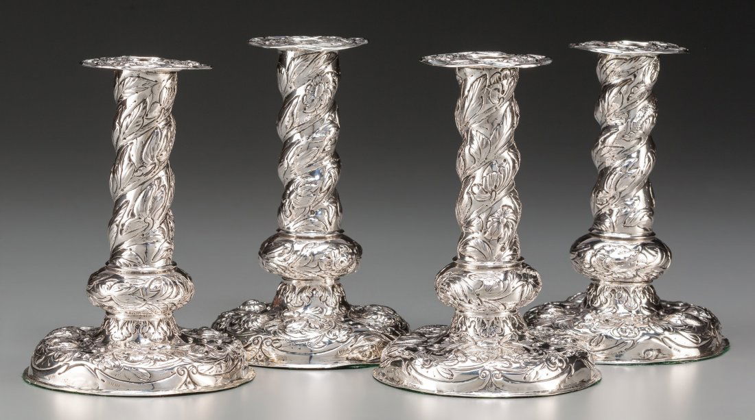 Four Dutch Weighted Silver Candlesticks, circa 1 (1 of 3)