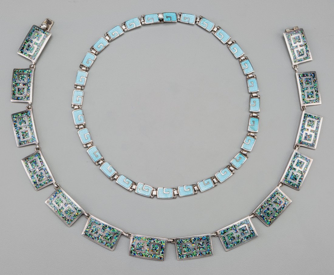 Two Margot de Taxco Enameled Silver Necklaces, T (1 of 3)