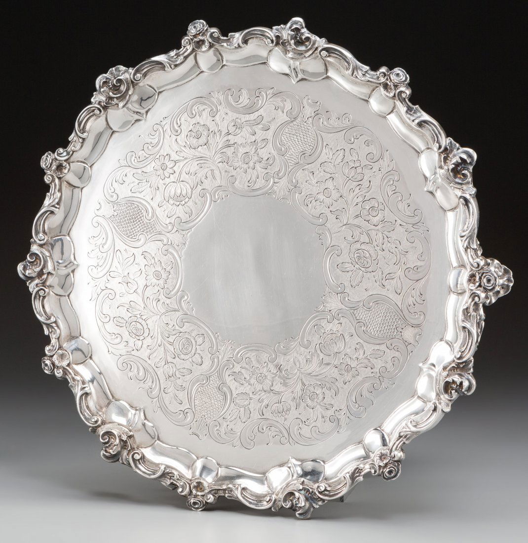 A John Hutson George III Silver Footed Salver, L: A John Hutson George III Silver Footed Salver, London, England, circa 1793Marks: (lion pas