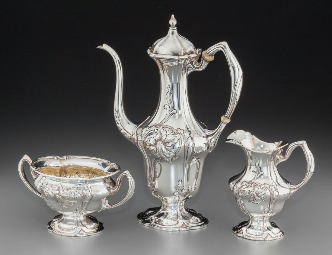 A Three-Piece Gorham Art Nouveau Silver Coffee S (1 of 3)